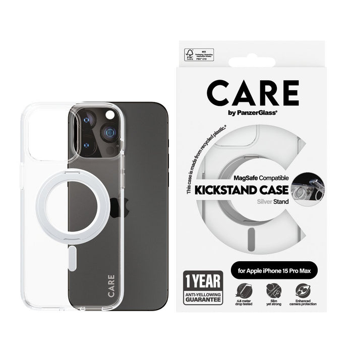 EAN 5715685005503 - PanzerGlass CARE™ by ® Case Transparent w. Silver Kickstand & MagSafe iPhone 15 Pro Max funda para teléfo imagen 2