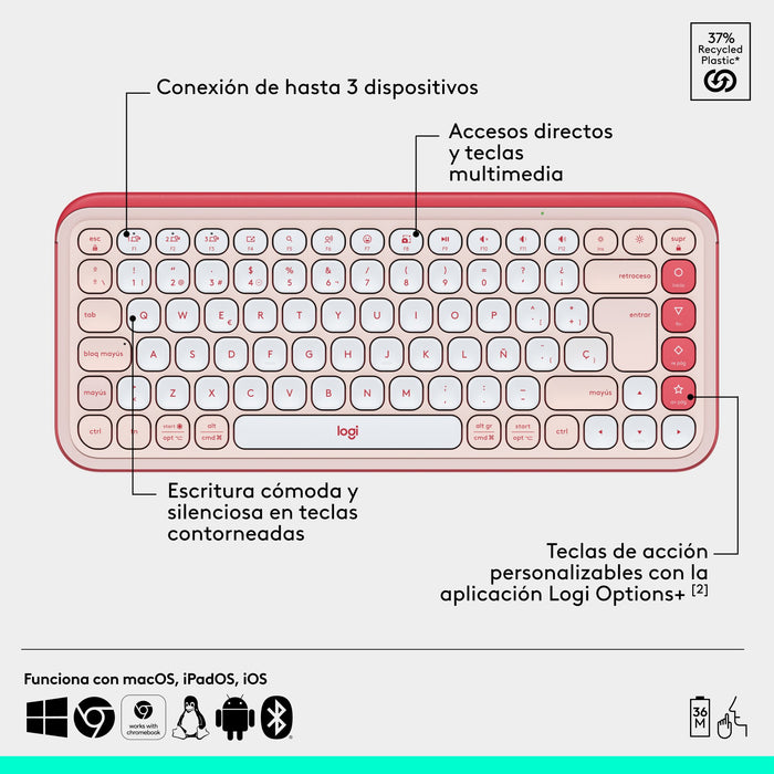 EAN 5099206127869 - Logitech 920-013120 teclado Ratón incluido Universal QWERTY Español Rosa imagen 6