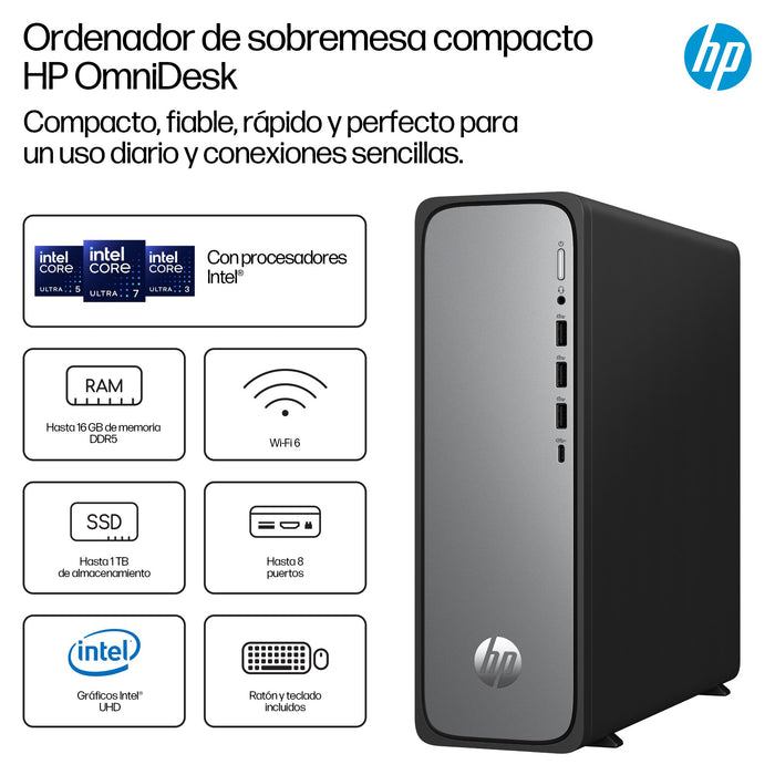 EAN 199764264367 - HP OmniDesk Slim Desktop S03-0011ns PC Intel® Core™ i3 i3-14100 8 GB DDR5-SDRAM FreeDOS Torre Plata imagen 3