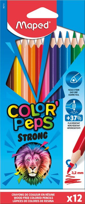 EAN 3154148627234 - Maped Strong colour pencils Negro, Marrón, Verde, Azul claro, Verde claro, Marina, Naranja, Melocotón, Ro imagen 1