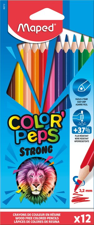 EAN 3154148627234 - Maped Strong colour pencils Negro, Marrón, Verde, Azul claro, Verde claro, Marina, Naranja, Melocotón, Ro imagen 1