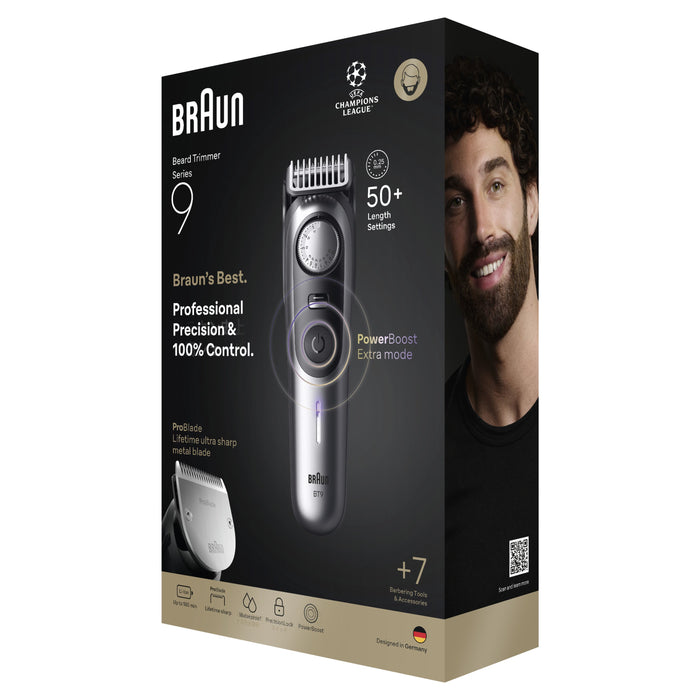 EAN 8700216427715 - Braun BeardTrimmer 9 80789785 depiladora para la barba AC/Batería 20 2 cm Mojado y seco Gris imagen 4