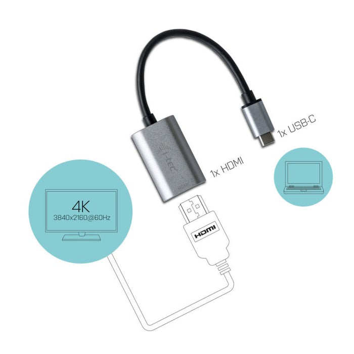 EAN 8595611702600 - i-tec Metal C31METALHDMI60HZ adaptador de cable de vídeo 0,15 m USB Tipo C Gris, Turquesa imagen 4