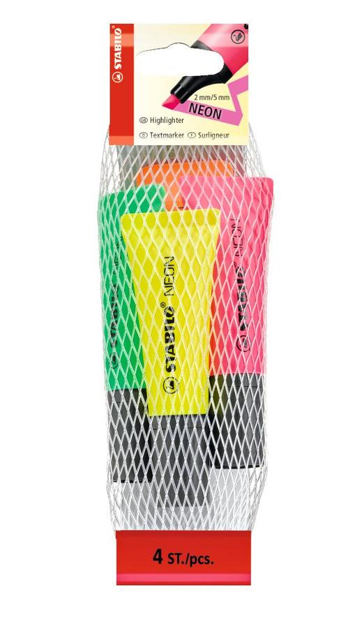 EAN 4006381401326 - STABILO Neon marcador 4 pieza(s) Punta de cincel Verde, Naranja, Rosa, Amarillo imagen 1