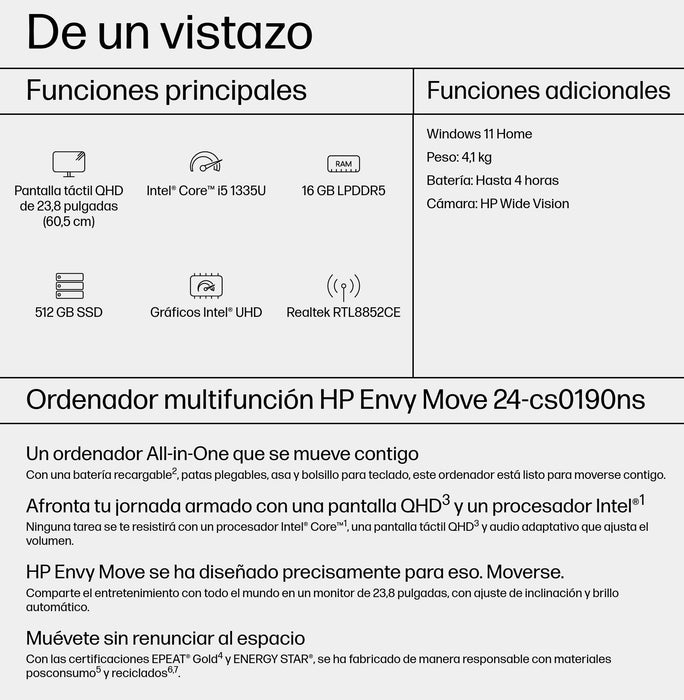 EAN 197498563466 - HP Envy Move 24-cs0190ns Intel® Core™ i5 i5-1335U 60,5 cm (23.8") 2560 x 1440 Pixeles Pantalla táctil PC t imagen 5