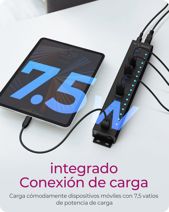EAN 4250078173281 - ICY BOX IB-HUB1717-U3 USB 3.2 Gen 1 (3.1 Gen 1) Type-A 5000 Mbit/s Negro imagen 6