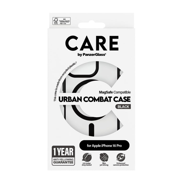 EAN 5715685004247 - PanzerGlass CARE™ by ® Urban Combat Case Transparent w. Black Frame & MagSafe iPhone 16 Pro funda para te imagen 3