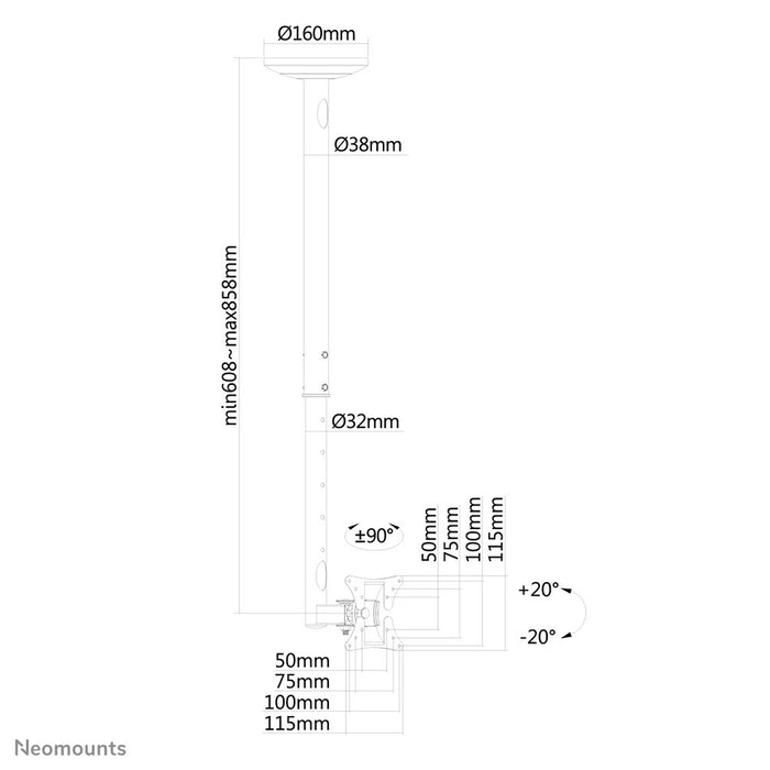 EAN 8717371442385 - Neomounts FPMA-C050SILVER soporte para pantalla de señalización 76,2 cm (30") Plata imagen 3