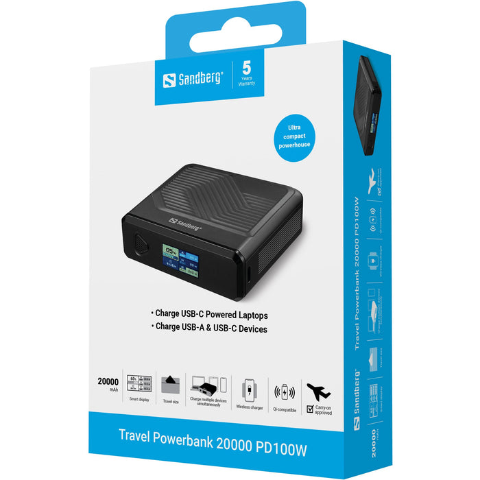 EAN 5705730421259 - Sandberg 421-25 batería externa Polímero de litio 20000 mAh Cargador inalámbrico Negro imagen 8