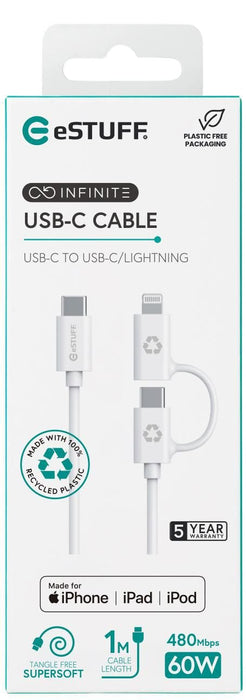 EAN 5715063276983 - eSTUFF ES600170 cable USB 1 m USB C USB C/Lightning Blanco imagen 3