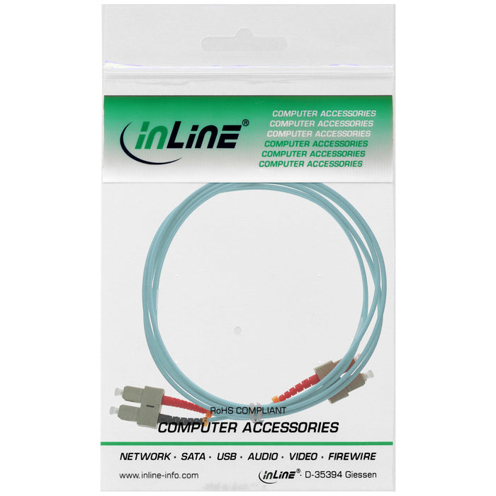 EAN 4043718248735 - InLine 83555O Cable de fibra óptica e InfiniBand 0,5 m 2x SC Turquesa, Color aguamarina imagen 2