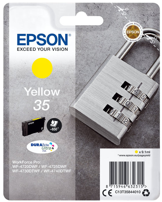 EAN 8715946632315 - Epson Padlock C13T35844010 cartucho de tinta 1 pieza(s) Original Rendimiento estándar Amarillo imagen 1