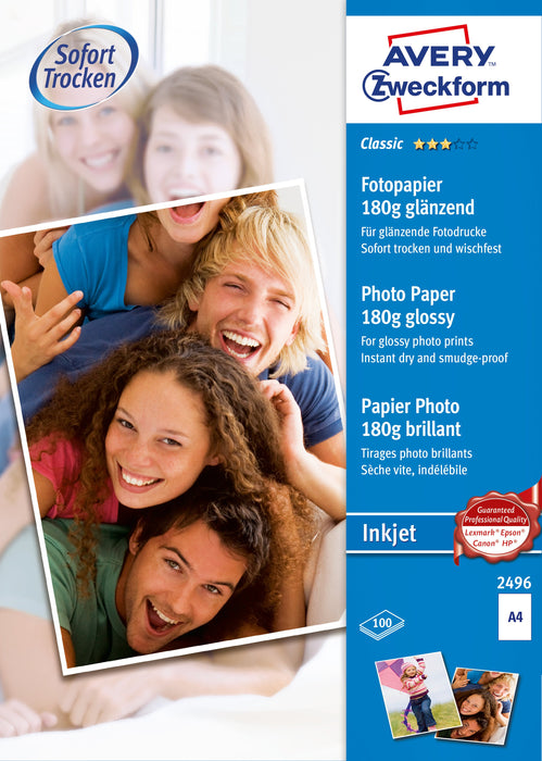 EAN 4004182024966 - Avery 2496 papel fotográfico A4 Blanco Brillo imagen 1