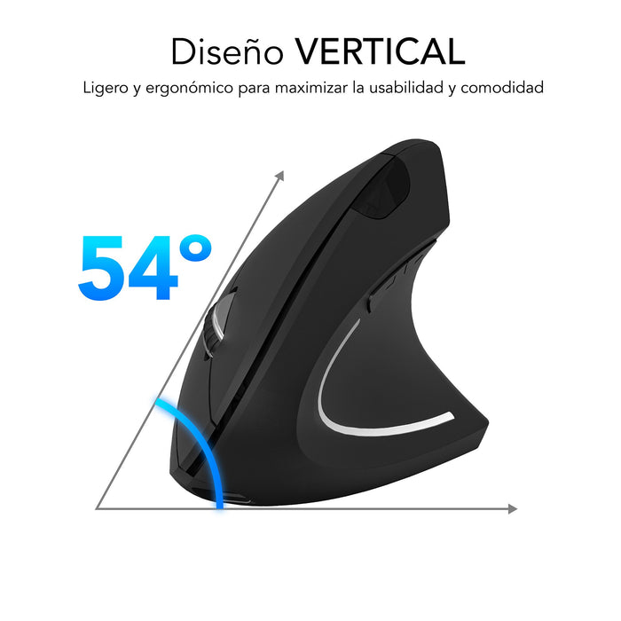 EAN 8436586743055 - SUBBLIM RATON OPTICO DUAL GLIDE VERTICAL ERGO DUAL BATERIA NEGRO ratón Universal mano derecha Bluetooth + imagen 4