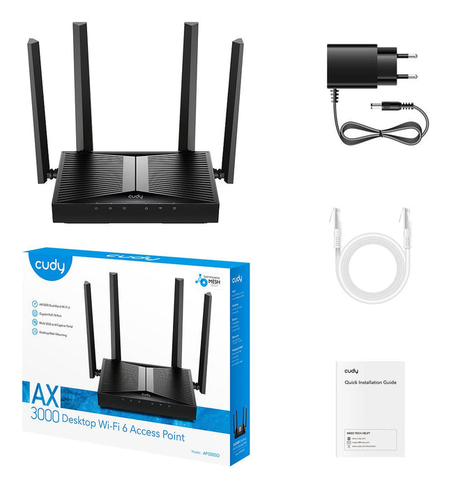 EAN 6971690793937 - Cudy AP3000D punto de acceso inalámbrico 2402 Mbit/s Negro Energía sobre Ethernet (PoE) imagen 3