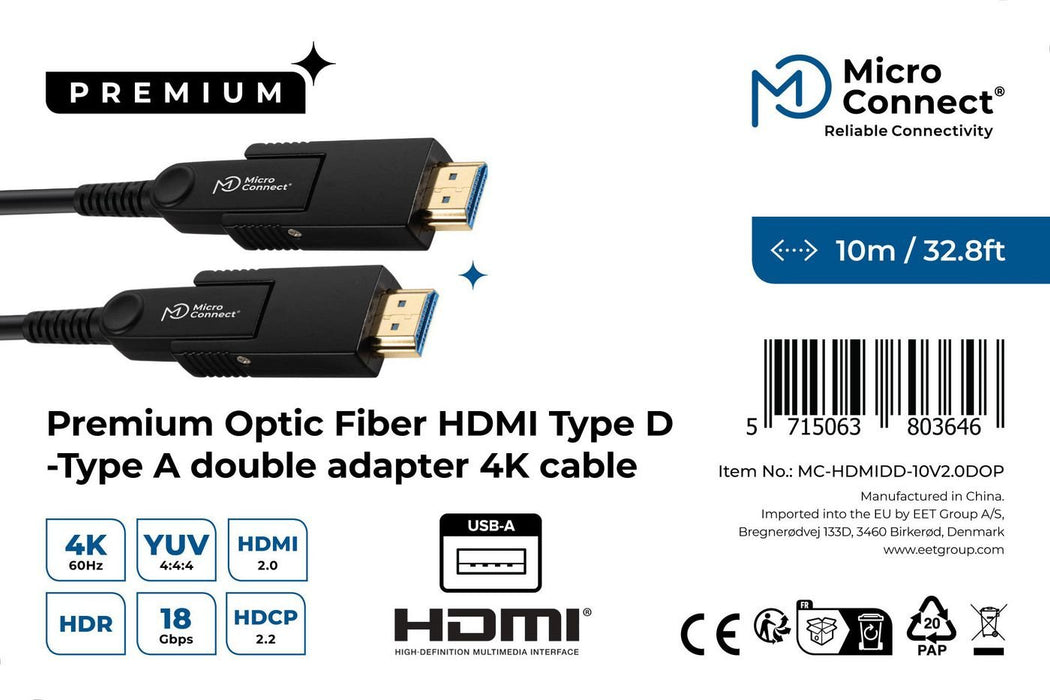 EAN 5715063803646 - Microconnect MC-HDMIDD-10V2.0DOP cable HDMI 10 m HDMI tipo A (Estándar) Negro imagen 3