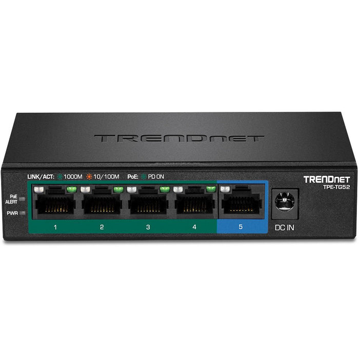 EAN 0710931162219 - Trendnet TPE-TG52 switch No administrado Gigabit Ethernet (10/100/1000) Energía sobre Ethernet (PoE) Negr imagen 2