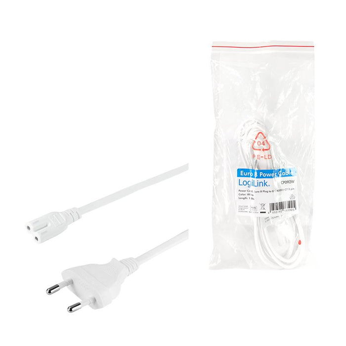 EAN 4052792061925 - LogiLink CP092W cable de transmisión Blanco 1,8 m Enchufe tipo C C7 acoplador imagen 5