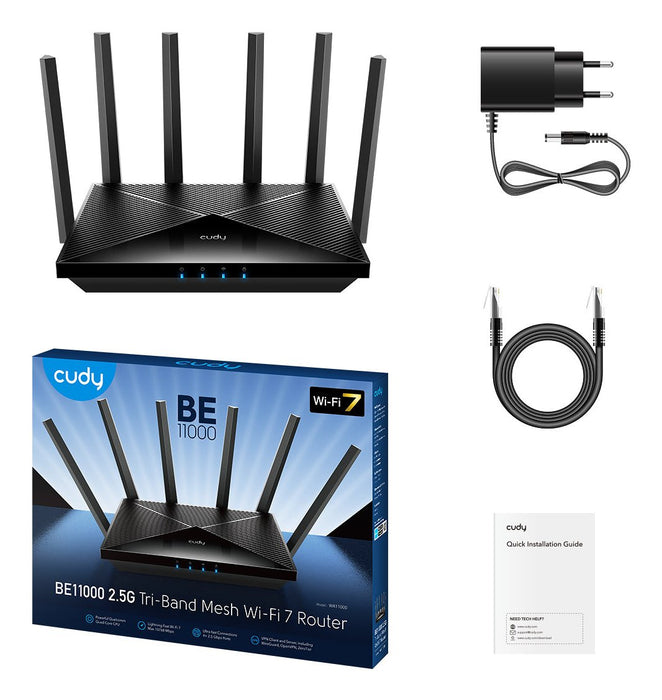 EAN 6971690793357 - Cudy WR11000 router inalámbrico 2.5 Gigabit Ethernet Tribanda (2.4 GHz / 5 GHz / 6 GHz) Negro imagen 3