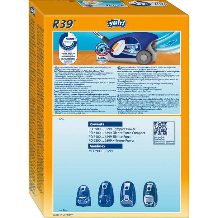 EAN 4006508216352 - Swirl R 39 MicroPor Plus Bolsa para el polvo Aspiradora cilíndrica imagen 2
