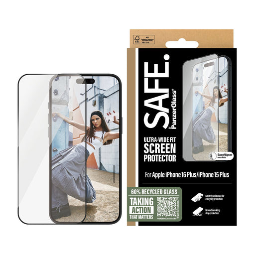 EAN 5715685010682 - PanzerGlass SAFE. by ® Screen Protection w. Black Frame iPhone 16 Plus | 15 Plus | Ultra-Wide Fit Protect imagen 2