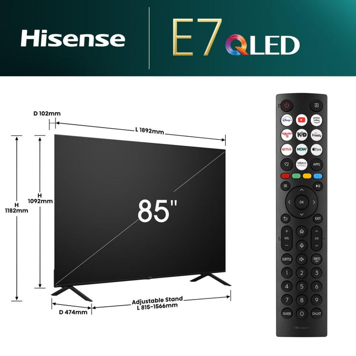 EAN 6942351402741 - Hisense 85E77NQ 2,16 m (85") 4K Ultra HD Smart TV Wifi Negro 400 cd / m² imagen 2