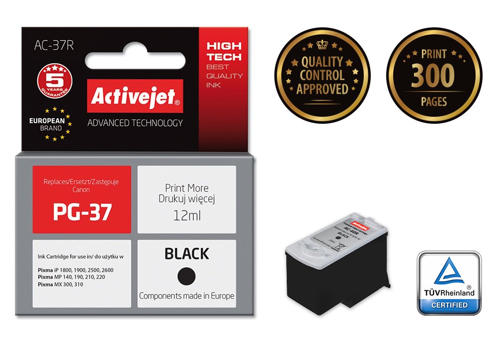 EAN 5901452128265 - Activejet AC-37R cartucho de tinta 1 pieza(s) Compatible Alto rendimiento (XL) Negro imagen 1