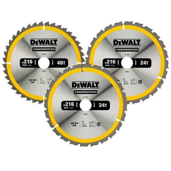 EAN 5035048095799 - DeWALT DT1962-QZ hoja de sierra circular 21,6 cm 3 pieza(s) imagen 1