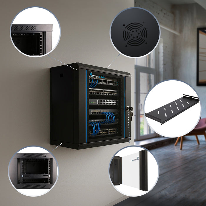 EAN 5907207228792 - Extralink LITE 9U 530X400 WALL-MOUNTED RACKMOUNT CABINET BLACK Bastidor de pared imagen 4
