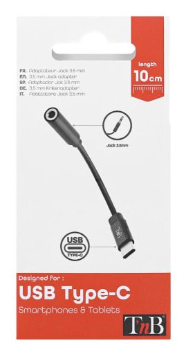EAN 3303170105139 - T'nB ADATCJACK2 cable de audio 0,1 m 3,5mm USB Tipo C Negro imagen 3