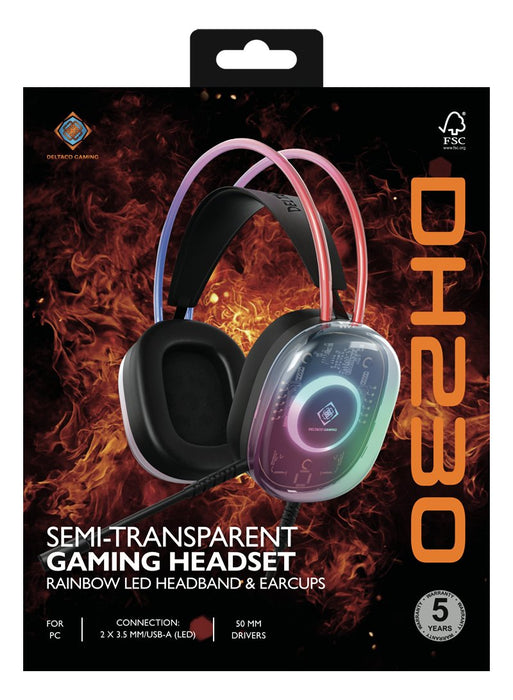 EAN 5706470154537 - Deltaco Gaming GAM-186 auricular y casco Auriculares Alámbrico Diadema Juego USB tipo A Negro, Transparen imagen 8