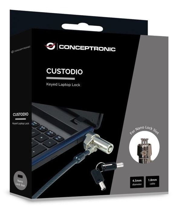 EAN 4015867245286 - Conceptronic CUSTODIO02BNM cable antirrobo Negro 1,8 m imagen 3