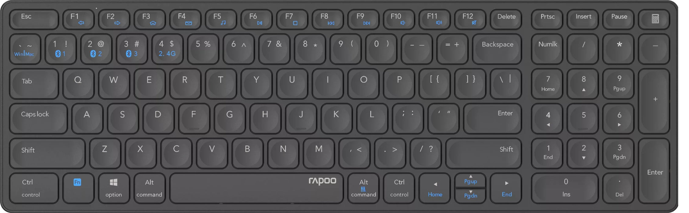 EAN 6940056121608 - Rapoo 00215871 teclado Oficina RF Wireless + Bluetooth QWERTY Inglés Negro imagen 1