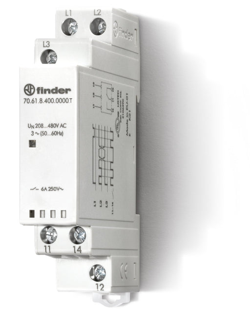 EAN 8012823371986 - Finder FIN 70.61 - Netzüberwachung 3-Phasen für 400 VAC alimentación del relé Blanco 1 imagen 1