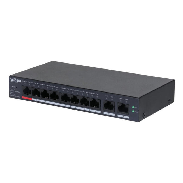 Dahua Cs4010-8gt-110 Switch Poe 8 Puertos Gigabit + 2rj45 Uplink Gigabit 110w Manejable En Cloud Layer2