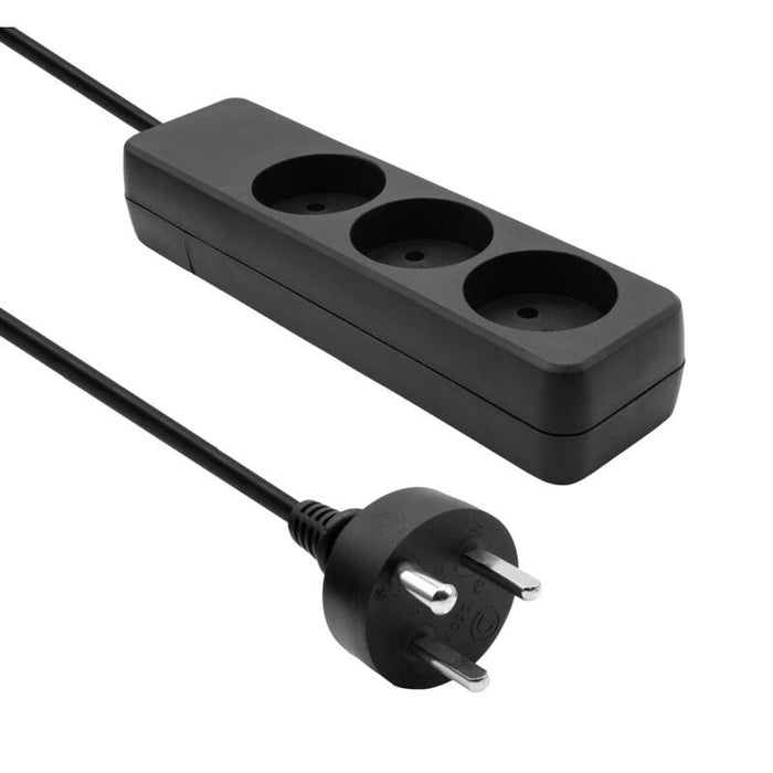 Danish Power Strip 3-Way 7m  Edb Plug Black