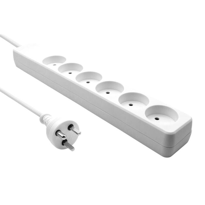 Danish Power Strip 6-Way 1m  Edb White