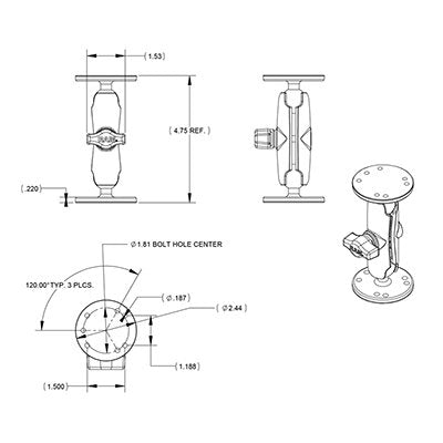 EAN 793442101014 - RAM Mounts RAM-B-101U accesorio o pieza para soporte imagen 3