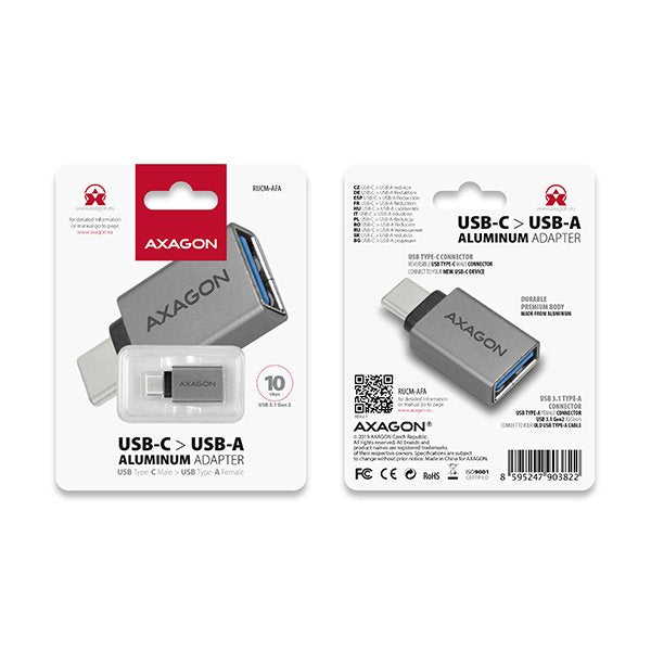 EAN 8595247903822 - Axagon RUCM-AFA cambiador de género para cable USB type C USB type A Metálico imagen 12