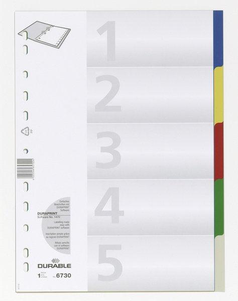 EAN 4005546657004 - Durable 6730-27 Separador en blanco con pestaña Polipropileno (PP) Multicolor imagen 1