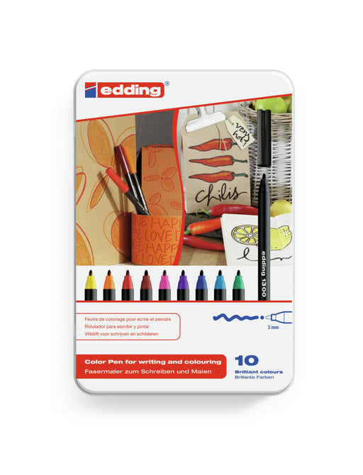 EAN 4004764875184 - Edding 1300 colourpen rotulador Negro, Azul, Marrón, Verde, Naranja, Rosa, Púrpura, Rojo, Amarillo 10 pie imagen 1