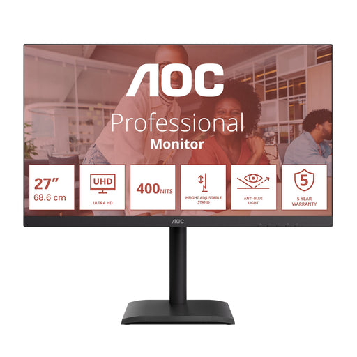 EAN 4038986182836 - AOC E4 U27E4CV pantalla para PC 68,6 cm (27") 3840 x 2160 Pixeles 4K Ultra HD LED Negro imagen 1