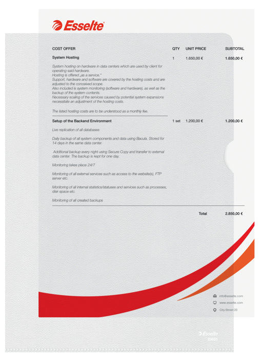EAN 5701216238236 - Esselte 23823 carpeta Cloruro de polivinilo (PVC) Transparente A4 imagen 1