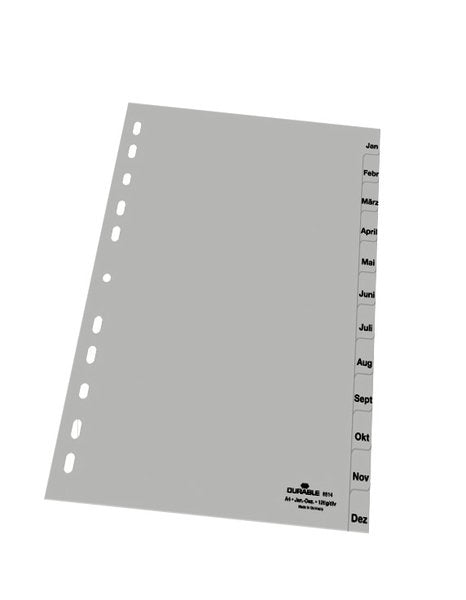 EAN 4005546611266 - Durable 6514 Separador mensual con pestaña Polipropileno (PP) Gris imagen 2
