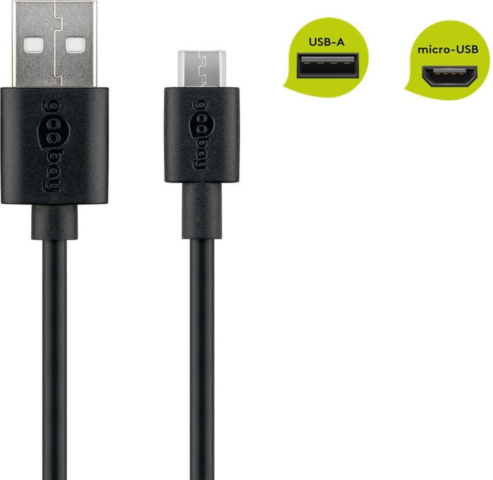 EAN 4040849386602 - Goobay 38660 cable USB USB 2.0 2 m USB A Micro-USB B Negro imagen 2