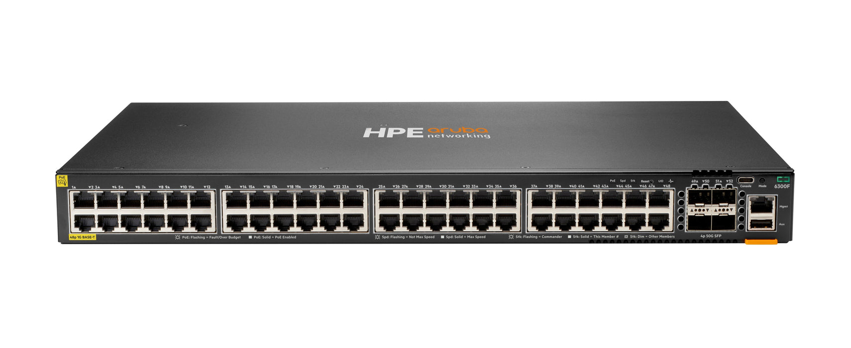 EAN 190017340302 - HPE Aruba Networking CX 6300F 48-port 1GbE Class 4 PoE and 4-port SFP56 Switch imagen 1