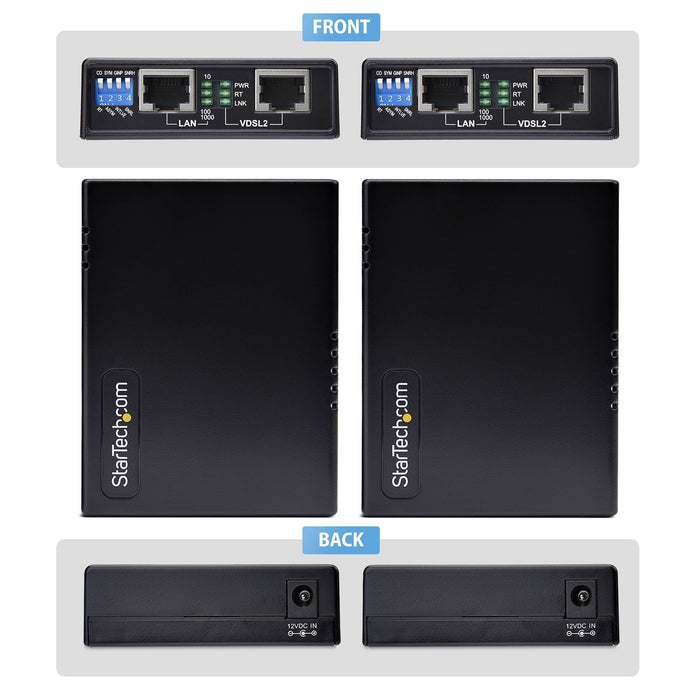 EAN 65030916936 - StarTech.com VDSL-LAN-EXTENDER-EU ampliador de red Transmisor y receptor de red Negro 10, 100, 300 Mbit/s imagen 3