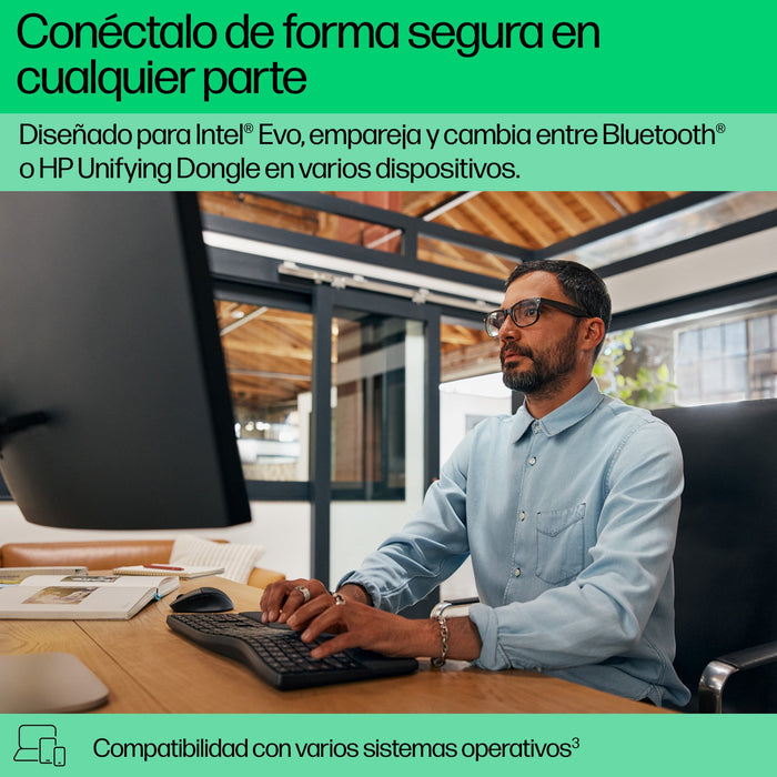 EAN 0197498231266 - HP 680 Comfort Dual-Mode Keyboard teclado Hogar RF Wireless + Bluetooth Negro imagen 4