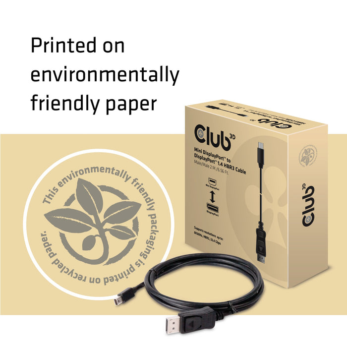 EAN 8719214470630 - CLUB3D MINI DISPLAY PORT 1.4 MALE TO DISPLAYPORT 1.4 MALE CABLE 2METER 2 m Negro imagen 5