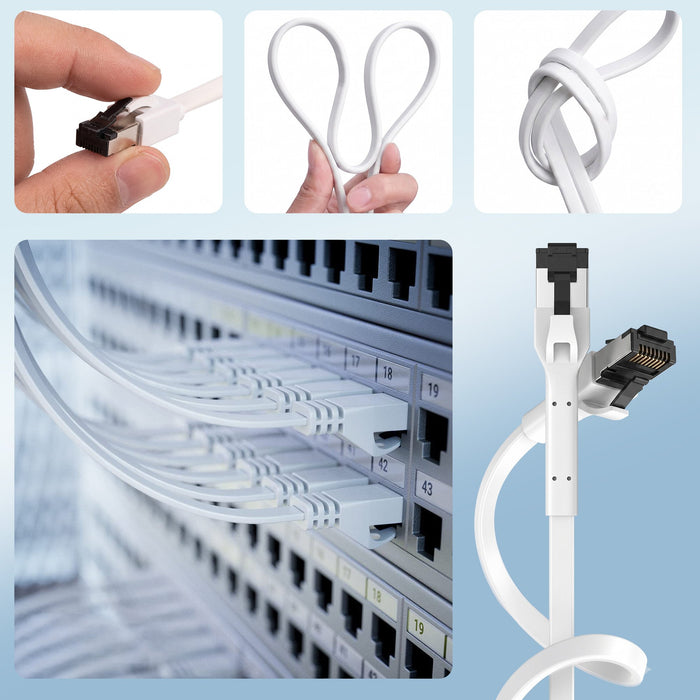 EAN 5904960297850 - Extralink LAN PATCHCORD CAT.8 U/FTP 3M 40G FLAT SHIELDED FOILED TWISTED PAIR BARE COPPER WHITE cable de r imagen 10